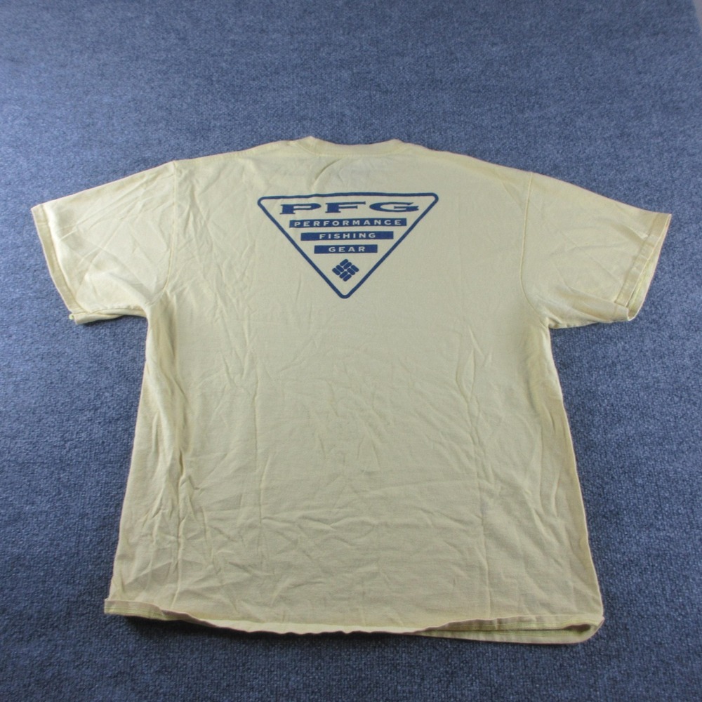 Columbia PFG Shirt Mens XL Yellow Short Sleeve Logo Graphic Tee Fishing